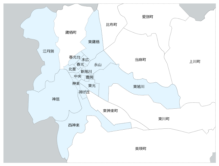 旭川市の地図